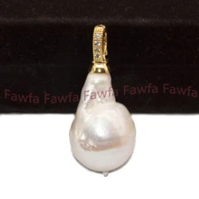 Huge 19-30mm Genuine Natural White Keshi Baroque Pearl Necklace Pendant 