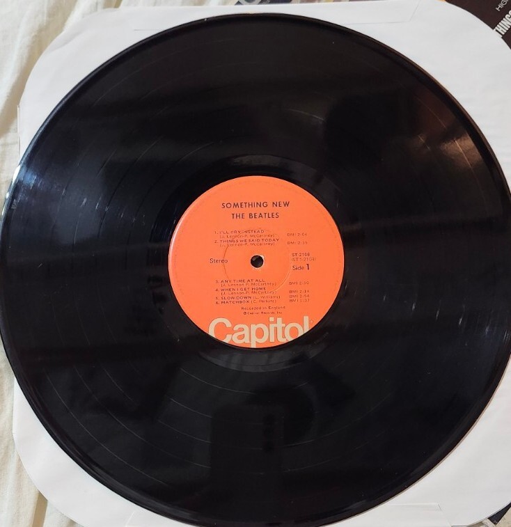 beatles something New Orange Album Vintage 12
