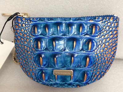 Brahmin Deep Azure Britt Melbourne Genuine Leather Clip On Coin