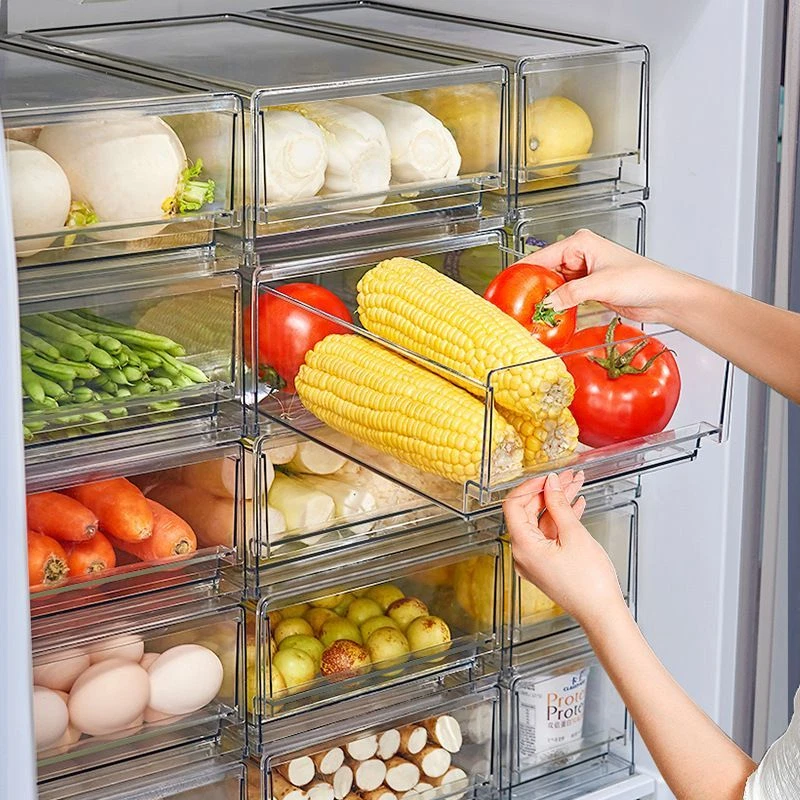 Drawer Refrigerator Transparent Storage Box Fruit Vegetable Storage  Containers