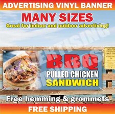 BBQ PULLED CHICKEN SANDWICH Advertising Banner Vinyl Mesh Sign chicken smoked