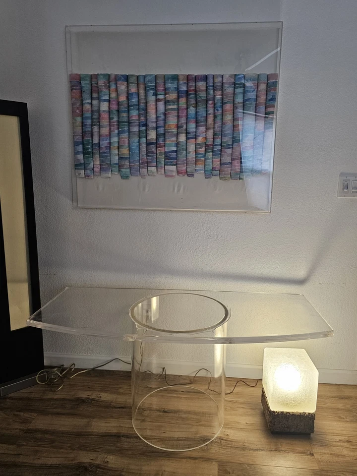 Expositor de pedestal Lucite moderno de mediados de siglo o mesa de centro 52"x22"x22" Foto 3 de 4