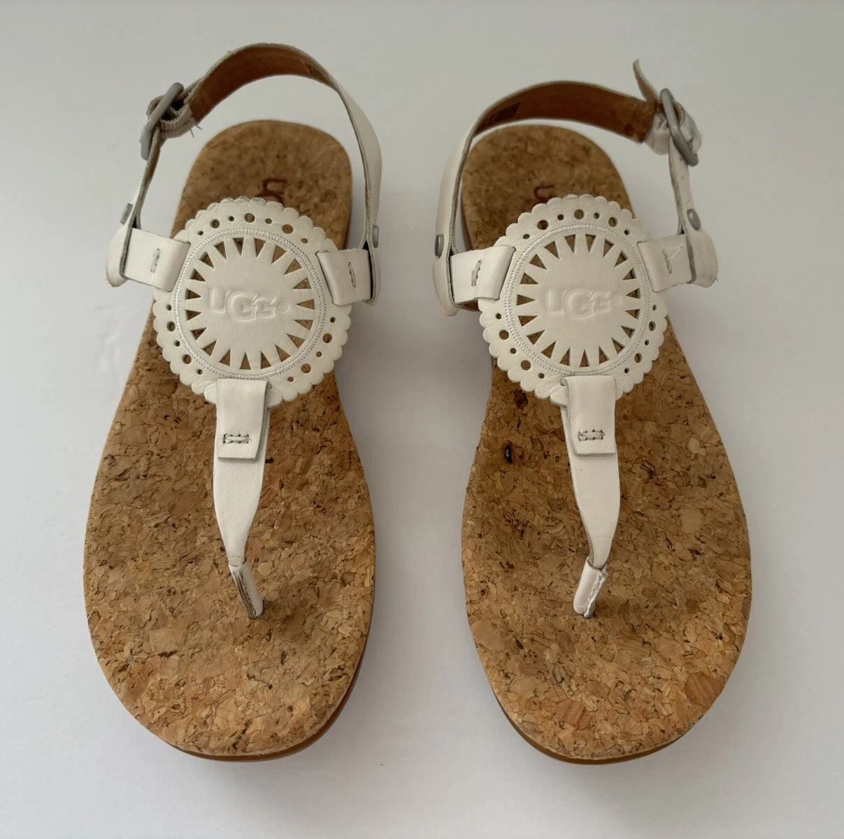 UGG Ayden II sandali donna perizoma in pelle bianca taglia 7