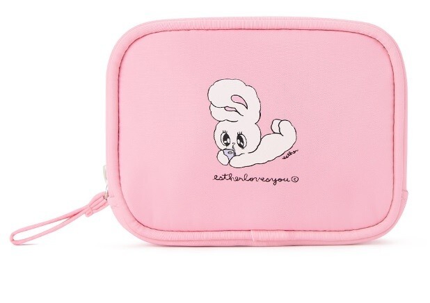【Esther Bunny】 13 inch PU embroidery notebook pouch Kakao Friends Official Esther Bunny Collaboration Pink Pouch