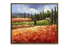Hungryartist - Red &Green Landscape original oil painting on canvas 20x24