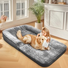 Super Large Human Dog Bed Foldable Dog Sofa Bed Orthopedic with Bolstered Pillow