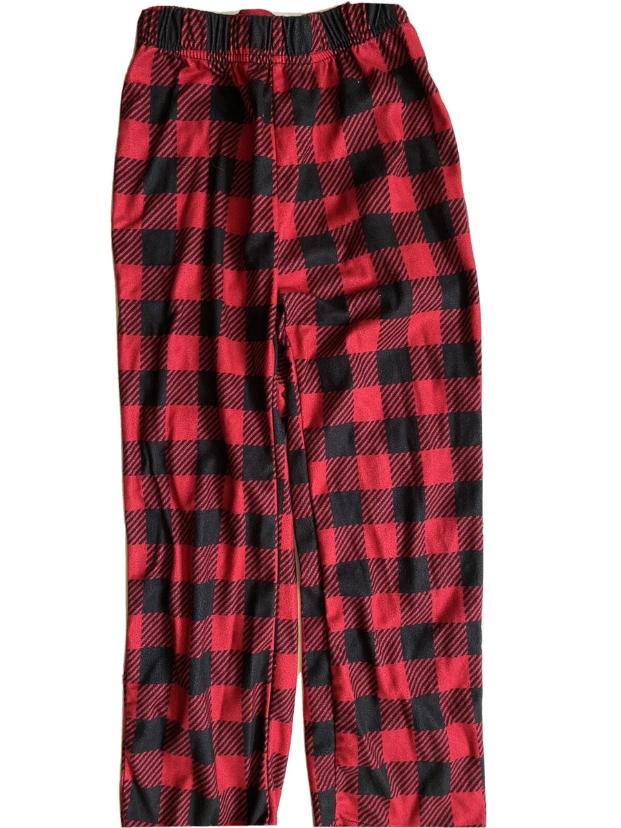 GIRLS BUFFALO PLAID RED BLACK HOLIDAY PAJAMA BOTTOMS 6 7 PJS fleece  CHRISTMAS