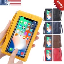 Women's Touch Screen RFID Zip Coin Long Cell Phone Wallet Wristlet Purse Handbag