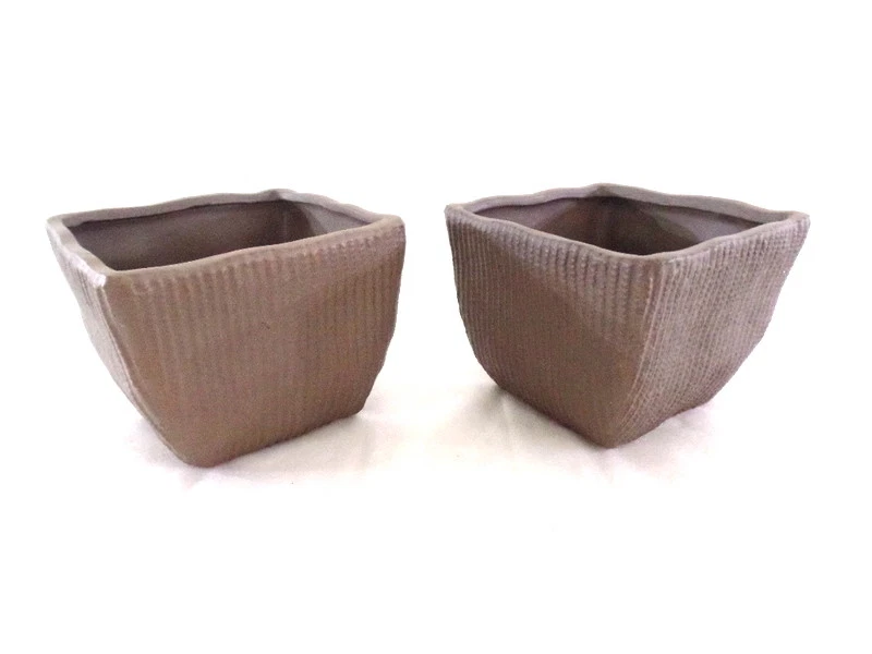 Töpfe 2 Übertöpfe dunkelbraun 11 cm Hoch Quadrat für Pflanzen Dekoration - Bild 3 von 4