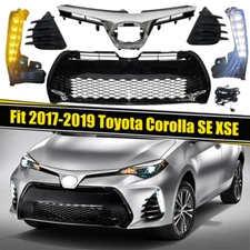 SE XSE Front Upper Lower Grille+LED Fog Lights Fit 2017 2018 2019 Toyota Corolla