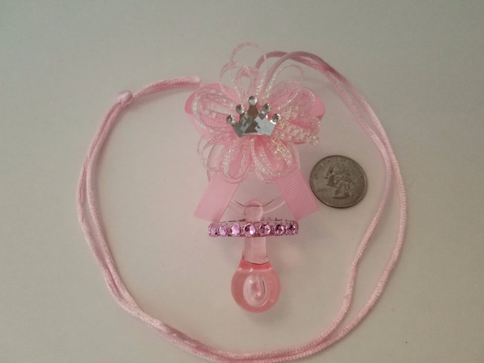 12 Princess Pacifier Necklace Baby Shower Favor Prize Game Its a Girl Decoration - Image 2 of 4