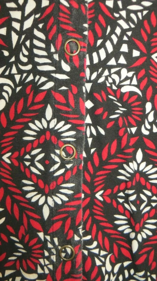 Liz & Me Cardigan Jacket Shirt Womens 1X 18/20 Red Black Snap Up Long Sleeve Top - Image 2 of 4