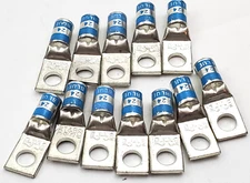 Lot of 12 Thomas & Betts 54105 #6 AWG Crimp Lugs 1/4" Hole 600 Volt Copper
