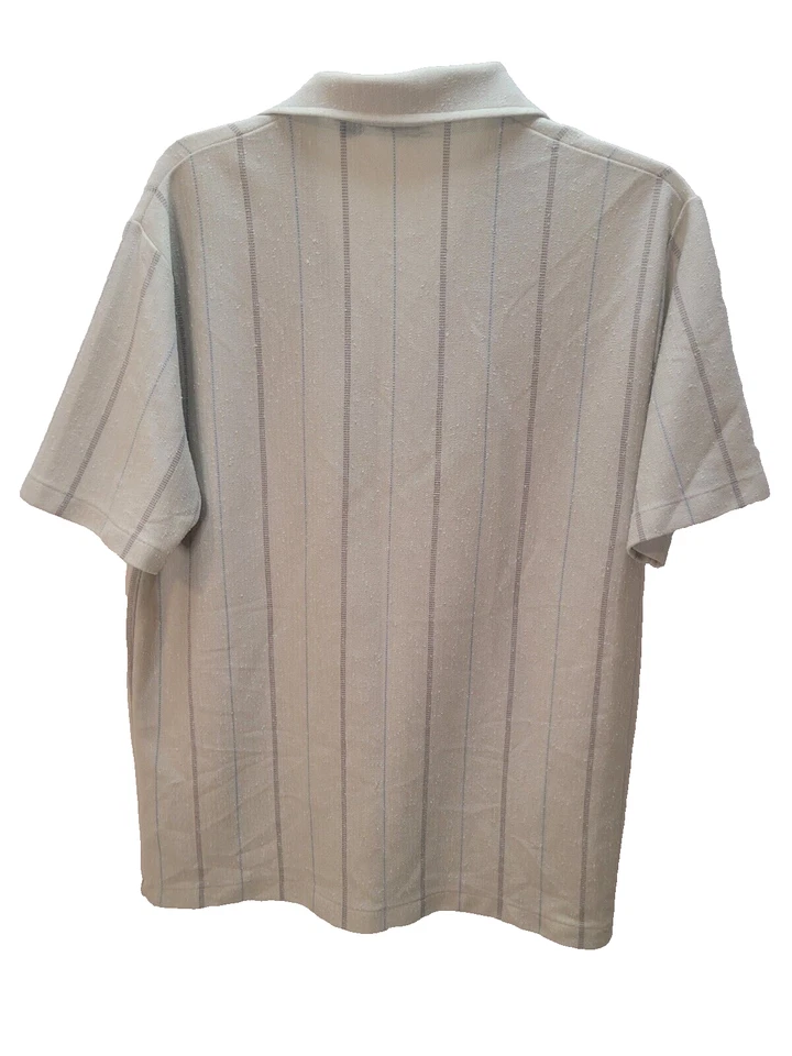 Polo de Colección Robert Bruce Para Hombres XL Marfil Rayas Manga Corta Bolsillo Foto 3 de 4