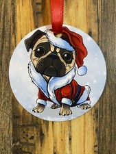 Santa Pug Christmas Ornament