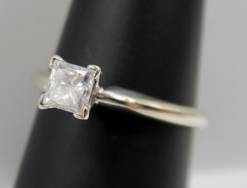14K White Gold 0.59 Ct. Princess Cut DIAMOND Solitaire Engagement Ring ~ $1,700 - Picture 2 of 8