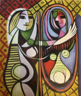 Picasso inspired ''Girl before a Mirror'' oil painting