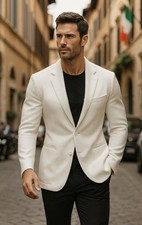 Emporio Armani Johnny Line Suit Blazer Jacket Bone Textured Size 54/44 Italy