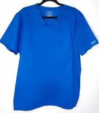 Cherokee Workwear Revolution Blue V-Neck Solid Scrub Top, Size L