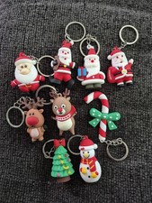 Christmas/3D Keychains/Lot Of 9/Santa,Reindeer,Tree,Candy Cane