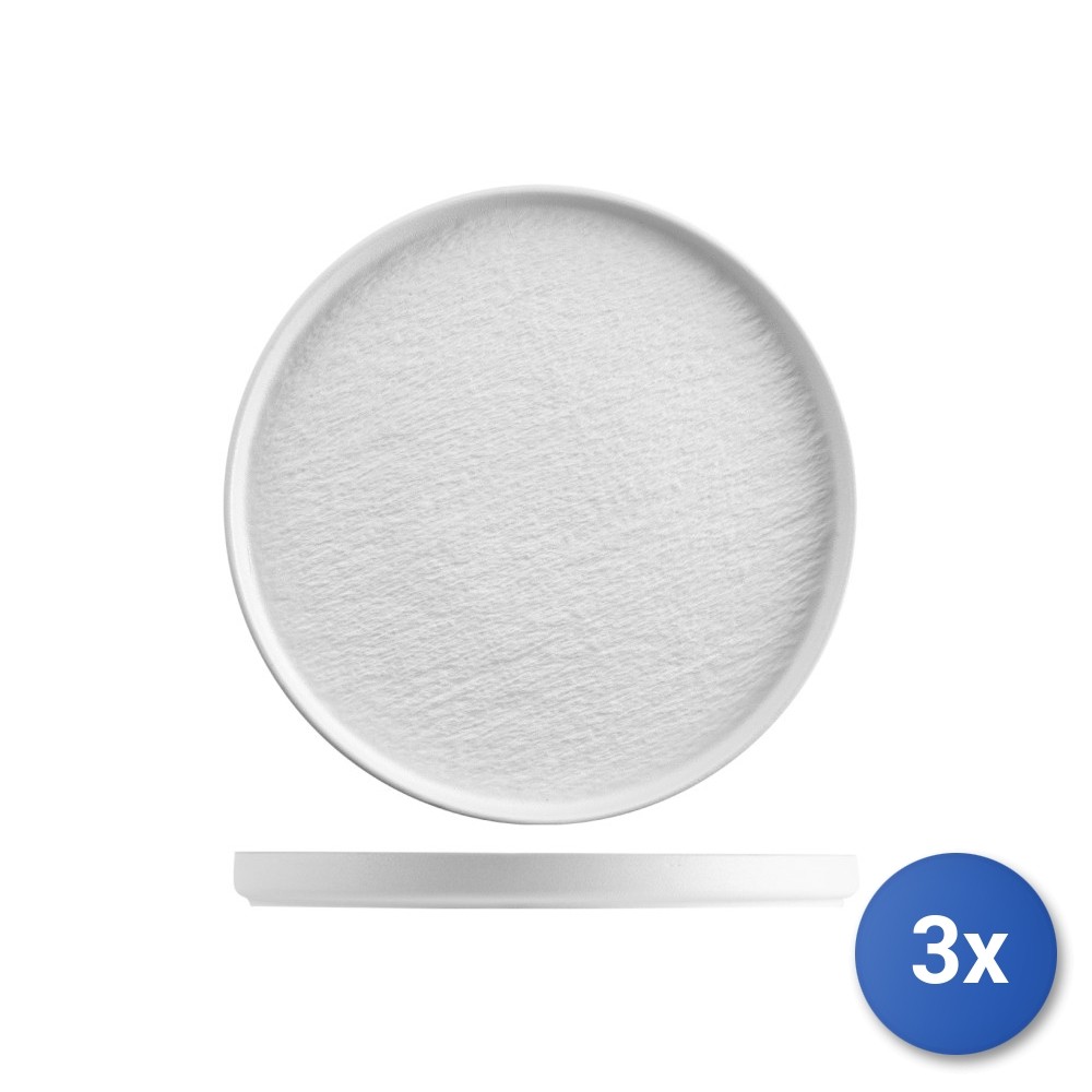 3x H&H Plate Skin in Porcelain Relief Decorated White cm 25,5