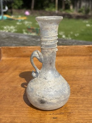 Vintage römischer Stil irisierende Kunst Glas Ewer Vase archäologisch 7''