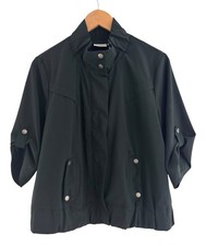 Chico's Zenergy Black Zip Snap Jacket Pockets Size 1 Medium/8 Golf 3/4 Sleeve