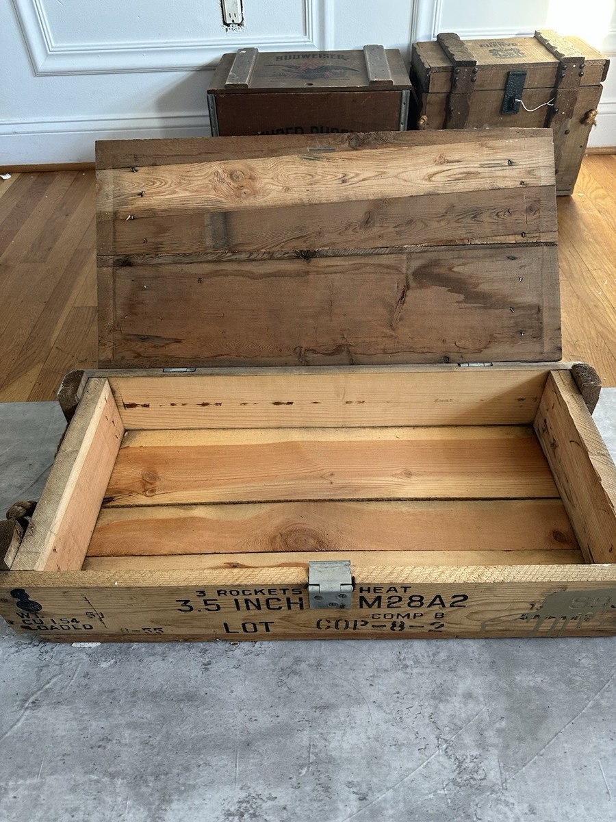 Vintage Military Ammo Crate 3.5” Rocket HEAT M28A2 Wooden Box
