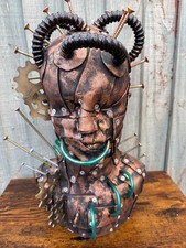 Unique Mannequin head Steampunk Industrial Screws Art Work Metal Effect (S1)
