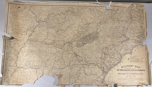 1865 Civil War Military Map Sherman’s March American Lithographic Co