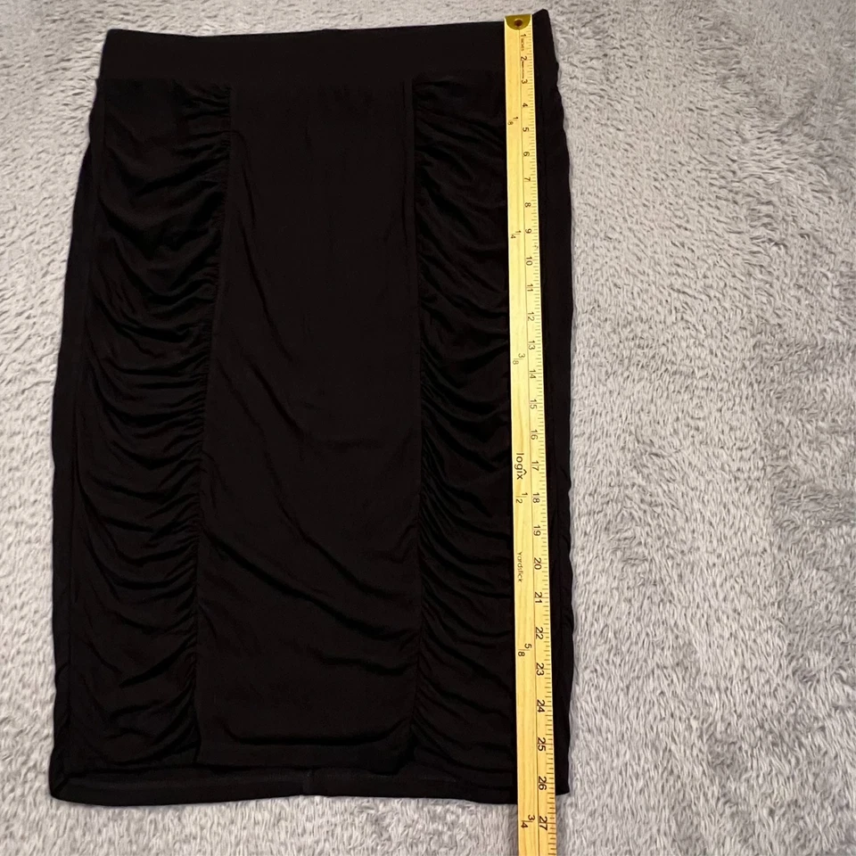 Torrid Rucched Midi Skirt Women's 1 Black Stretch Career Date Night - Image 3 of 4