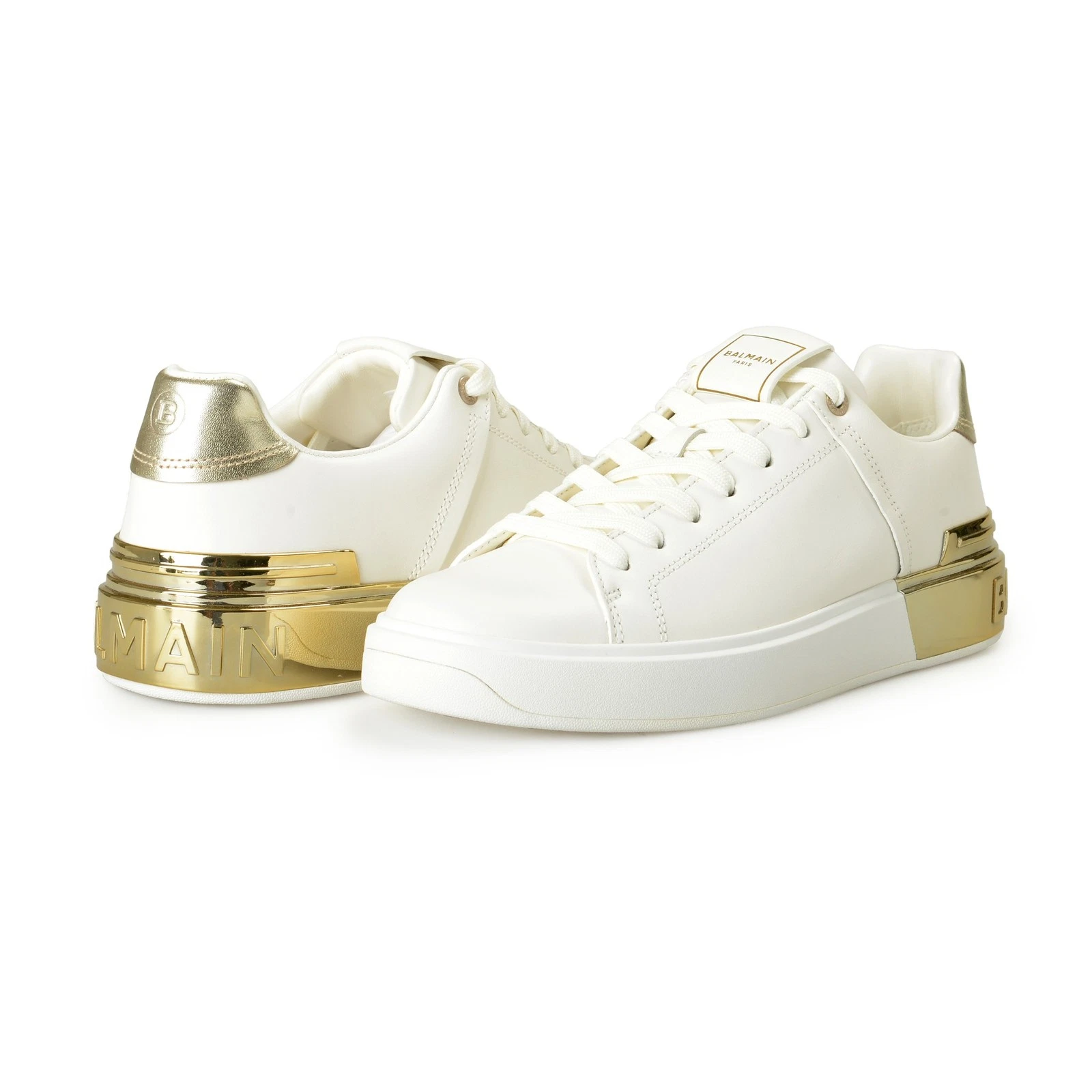 Balmain — Balmain Women's "B COURT" Leather Athletic Sneakers Shoes US 7 EUR 37