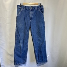 Carhartt B13 DST Mens 33 x 30 Blue Denim Carpenter Work Jeans Knee