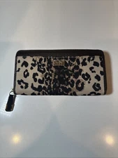 Coach Madison Ocelot Print Wallet Women’s Leather Clutch Zip Animal Print