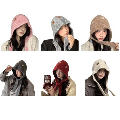 Flower Pattern Hat Children Colorful Earflap Hat Soft and Warm Headgear