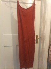 Ladies Boohoo Size 6 Browny Orange Sleeveless Pencil Dress
