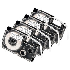 4packs 9mm 0.35'' XR-9WE Black on White Label Tape Fit for Casio KL-750
