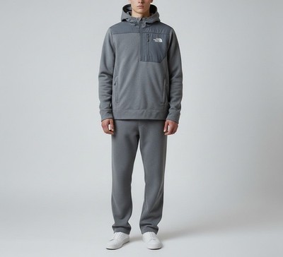 THE NORTH FACE Herren Hoodie SMALL Grau Halbreißverschluss Kapuze Logo