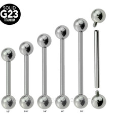 G23 Titanium Internally Threaded Tongue Ring  Nipple Ring Barbell 14G 1/2"-7/8"
