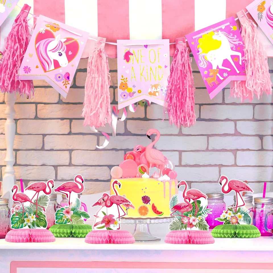 9 Piezas Centros de Mesa Flamenco Panal Luau Decoraciones Tropicales Decoración Ideas Foto 2 de 4