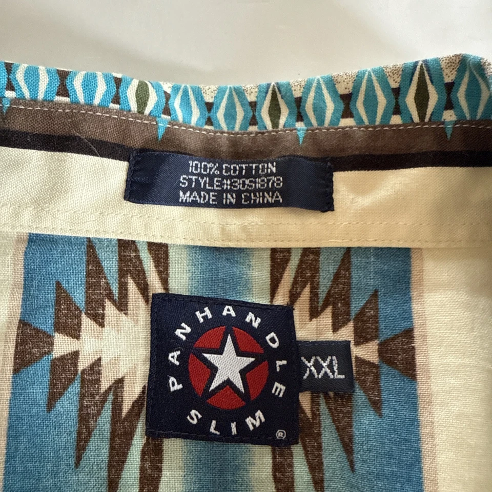 Panhandle Slim Shirt Men Sz 3XLT Western Aztec Pearl Snap Long Sleeve Rockabilly - Image 3 of 4