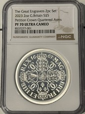 2023 Royal Mint Engraver Petition Crown Quartered Arms 2oz Silver Proof NGC PF70
