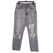 BDG Urban Outfitters High Rise Slim Straight Distressed Denim Jeans Gray Size 27