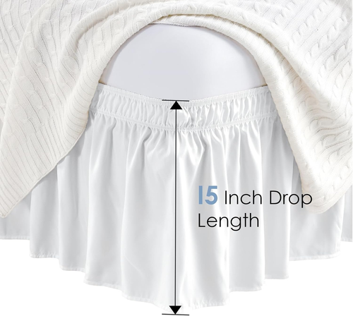 Freshculture Full Bed Skirt, Elastic Wrap around Bed Skirt Full Bed, Easy Fit W - Afbeelding 5 van 12