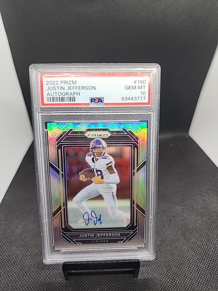 2022 Panini Prizm Justin Jefferson Silver Prizm Auto Psa 10