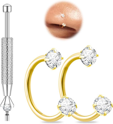 Horseshoe Nose Ring 20G 18G CZ Hoop Surgical Steel Helix Tragus 7mm 8mm