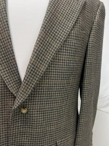 Tommy Hilfiger Vintage Men's 40R Brown Houndstooth Plaid Tweed Blazer Jacket - Picture 4 of 11