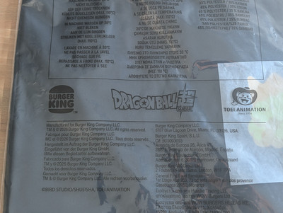 Dragon Ball Burger King T-Shirt Größe M Goku Vegeta ''Power Up Your Way'' schwarz