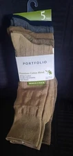 NWT Perry Ellis Portfolio Crew Socks Premium Cotton Blend  5-Pack -Multi-Colors
