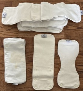 12 Rumparooz 6r Soaker diaper Inserts White Bamboo Organic Cotton, One Size